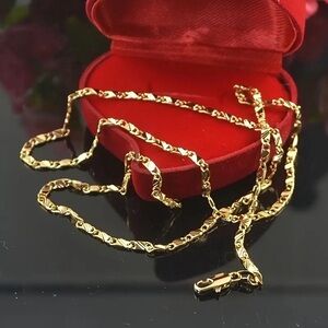 18 inch Minimalist 18K Gold-plated 2mm Flat Chain Necklace